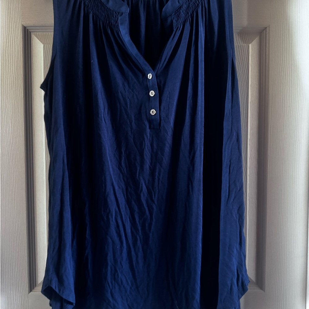Avenue Blue Sleeveless Polo Tunic